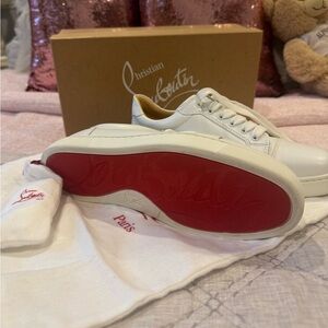 Christian Louboutin Vieira Sneakers Calf Leather Bianco Size 9